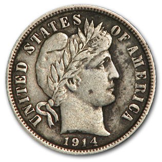1914-D Barber Dime VF 1914-D Barber Dime VF